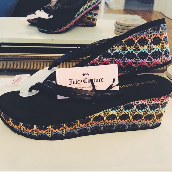 Juicy Couture Shoes - Juicy Couture Black Wedge Sandal NWT
